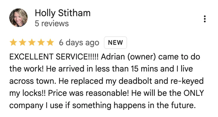 Google review from Holly Stitham