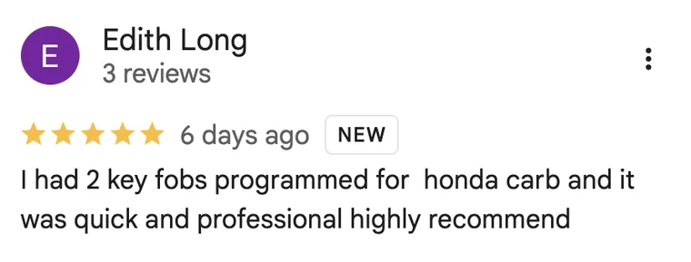 Google review from Edith Long