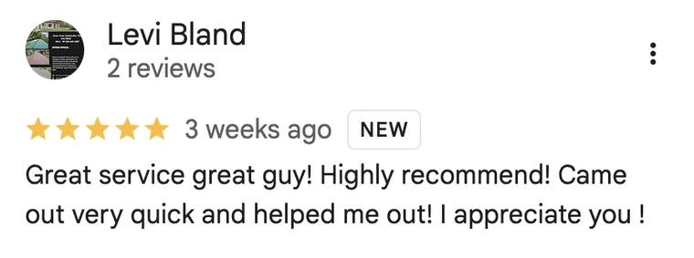 Google review from Levi Bland