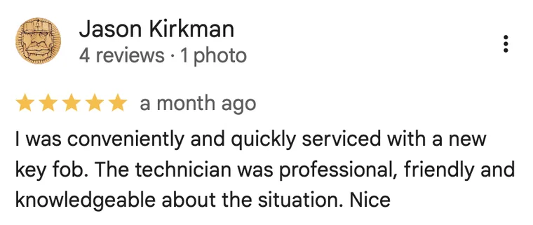 Google review from Jason Kirkman